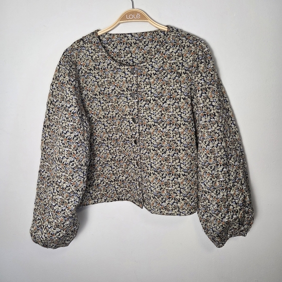 Kaffe KAeita Quilted Floral Puff Sleeves Lightweight Jacket - Picture 6 of 11
